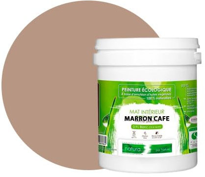 BOX DECO COULEURS Peinture murale naturelle écologique aspect mat intérieur Natura - 1L, Marron Café