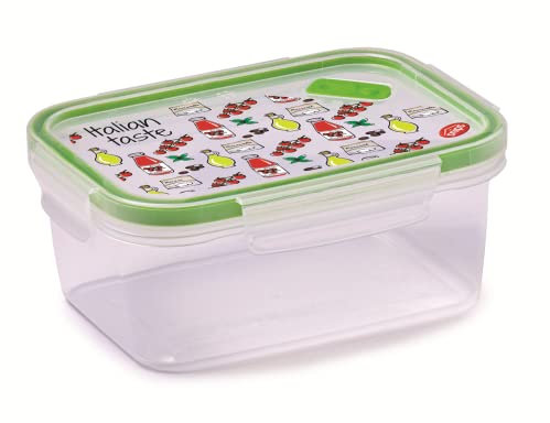 Snips Snipslock Food Keeper Rettangolare 1,50 LT con Decoro Italian Taste BPA Free, Made in Italy, Verde