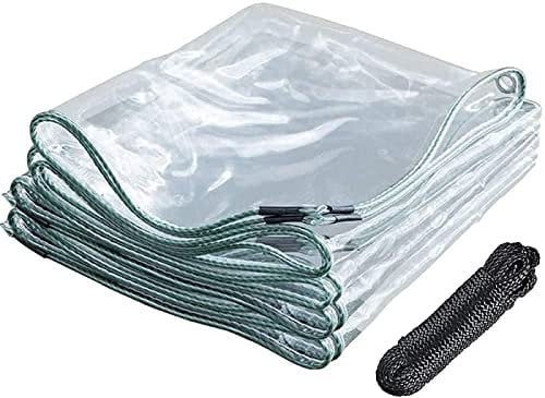 Plane Transparent mit Ösen wasserdichte Abdeckplane PVC - 420g/m² - 0,3 mm Dick, Gartenmöbel Schutzhaube, Zuhause Garten Draussen Pflanze AußEnbereich(2x2m)