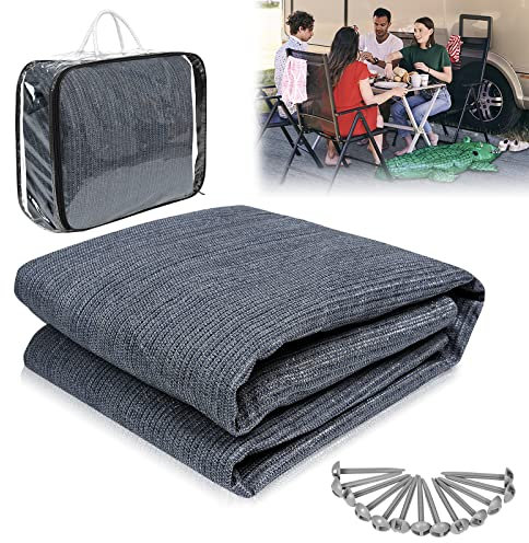 NAIZY Vorzeltteppich 300x600cm Zeltteppiche mit 19 Nagel und 18 Löchern Camping Teppich HDPE Zeltunterlage Campingteppich inkl. Tragetasche Campingmatte Outdoor Camping Zubehör (Grau-Blau)