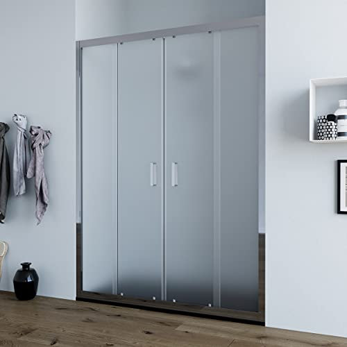 Porta doccia per nicchia 160 cm apertura scorrevole DOPPIA vetro OPACO anticalcare 6mm Olmo