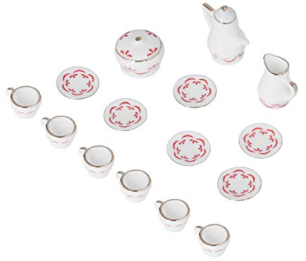 LBEC Set di Tazze da tè per Casa delle Bambole, Decorazione Dipinta a Mano in Ceramica Simulazione di Design Tradizionale Vivido 1:12 Set di Tazze da tè per Fai da Te