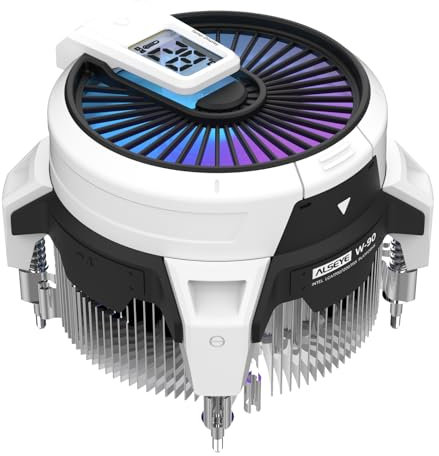 ALSEYE W90 CPU Cooler, Temperature Displayed CPU Cooler for Small Size PC Case with Powerful 90mm ARGB Lighting Fan and 40mm High-Performance Heat Column Inside