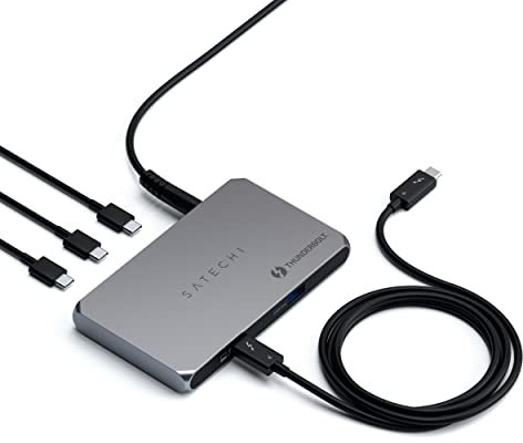 SATECHI Thunderbolt 4 Hub 5-in-1, TB4 Dock with 3 Thunderbolt 4 Downstream Ports, 60W PD Charging, Single 8K or Dual 4K Display, USB-A Data, DC Port for MacBook, Windows