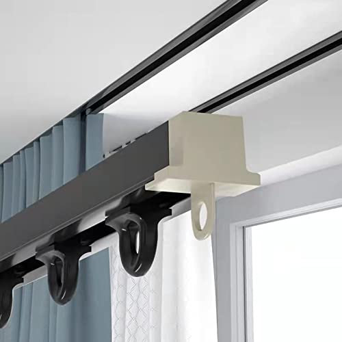 Versteckte Aluminium Gardinenschiene Weiß/Schwarz, Deckenmontage, Eingebaute Raumteiler-Schiebeschiene, Kommerzielle Metall-Einbau-Trennwandleiste, Kompletter Bausatz (Color : Black, Size : 3.5M/11.