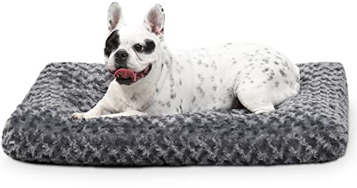 KSIIA Hundebett kleine Hunde, Waschbar, Hundekissen flauschig, Hundematte, rutschfeste Unterseite, atmungsaktiv, Haustierbett, Dunkelgrau 60x45cm