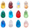 FASHEWELRY Lot de 100 perles en verre transparent en forme de goutte d'eau - Pendentifs à facettes pour fabrication de bijoux - 16 x 9 mm