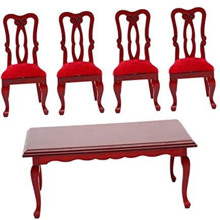 Toddmomy 1 Satz Miniatur Tisch und Stühle Puppenhaus Möbel Küche Zubehör,1/12 Retro-esszimmerstuhl-Set Vintage Puppenstubenmöbel Miniatur-esszimmerstühle