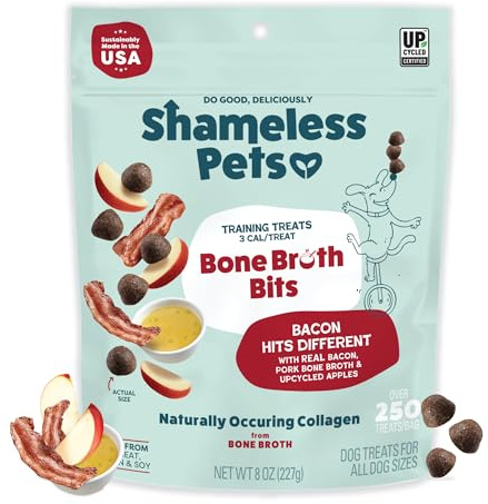 Shameless Pets Bone Broth Dog Training Treats – Soft, Natural Puppy & Dog Treats with Collagen – Healthy, Low-Calorie Training Chews for Small, Medium & Large Dogs - 8 oz (Pack of 1)