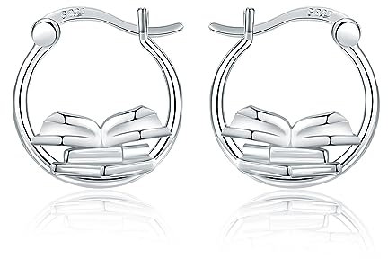 Buch Ohrringe Sterling Silber Lehrer Huggie Creolen für Frauen Lehrer Schmuck Geschenk für Frauen Buchliebhaber