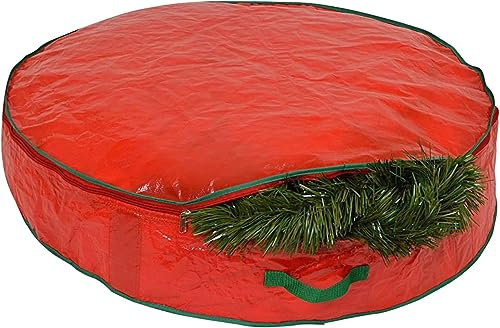 Aufbewahrungstasche für Weihnachtskranz, Girlande, bewahrt bis zu 80 cm lange künstliche Kränze auf, haltbares wasserdichtes Material, Lagerbehälter mit Reißverschluss und Tragegriffen