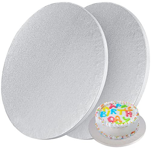 Indrnif 2 Supporti Per Torte Base Della Torta Base Per Torta, 30 Cm, 13 Mm X 12 Pollici, In Cartone, Riutilizzabili, Per Il Trasporto Di Torte(Argento)