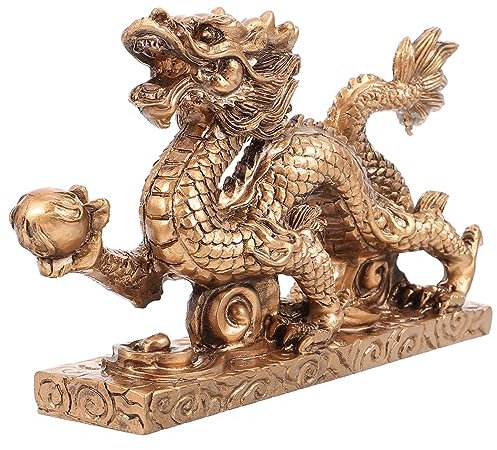 LeGDOr Ornamente Reichtum Skulptur Wohlstand Statue Retro Dekor Sternzeichen Maskottchen Drache Figur Reichtum Drache Statue Drache Skulptur Dekor Drache Ornament Harz China Messing Büro