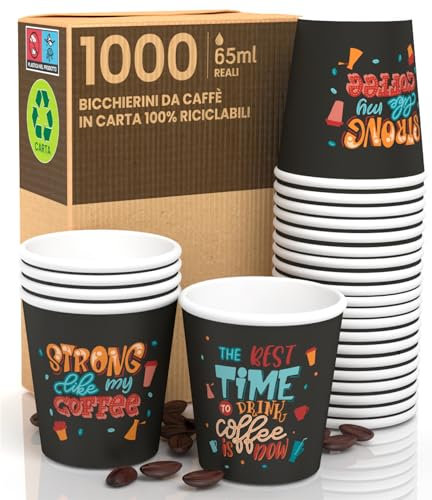 1000 Gobelets en papier à café 65 ml StrongLifeCUP - Verres écologiques biodégradables jetables petits emporte-pièces