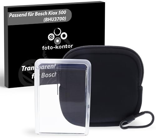 foto-kontor Schutzhüllen-Set für Bosch Kiox 500 (BHU3700) E-Bike Bedieneinheit mit Schutztasche Kratzer Stoß Schutz Transparent Hülle Tragetasche inkl. Karabiner