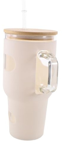 UTHCLO Silikon Trinkbecher Mit Messmarkierung Großer Wasserbecher Aus Glas Hoher Becher Für Saft Hitzebeständig Und Kältebeständig Tragbarer Getränkebecher Für Büro Und Esszimmer