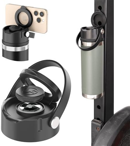 Versafactor WaterLink MagSafe kompatibler Deckel für Yeti Rambler Chug Cap, AirTag-Halter, magnetischer Telefonständer (schwarz, mit Griff)