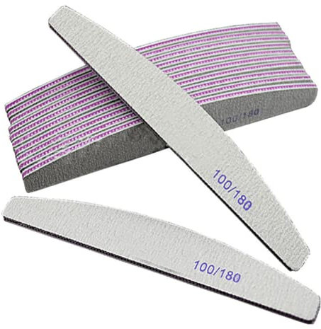 Pack of 12 Professional Nail Files Double Sided Emery Board for Nails 100/180 Grit Washable Nail File, Fingernail Buffering Files Manicure Tools Nail Styling Tools Grooming Tools