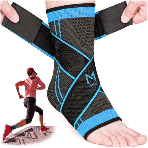 Mata1 - Cavigliera per Uomini & Donne - Supporto per Fascite Plantare, Distorsione, Achille & Tendinite - Manica a Compressione Regolabile con Cinghie Elastiche.