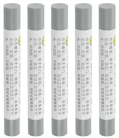 QUARKZMAN Möbelreparaturstifte, 5 Stück - Holzwachsfüllstift, Möbelmarker zum Auffrischen - für Kratzer Löcher Tische Schreibtische Holzböden Abdeckungen, Dunkelgrau.