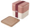 monbento - Set per il Pranzo rosa Moka - Grande Portapranzo MB Square + Tagliere Legno Piccolo MB Cut Square Compatibile con la Lunch Box - Perfetto per Picnic/Lavoro - Rosa & Legno