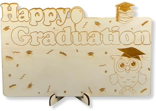 DIWULI Tischschild Happy Graduation Abschluss | zum Aufstellen auf Tisch | Made in Germany | Tisch-Deko Dekoration | Ausbildung Weiterbildung Studium | Prüfung bestanden Absolventen Abi-Feier Zeugnis