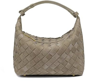 CHIC DIVINNA Luxuriöse Wildleder-Hobo-Tasche für Damen, gewebtes Leder, Schultertaschen mit Tragegriff oben, Hh03, Small