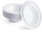 MATANA - 20 Ciotole in Plastica Bianca Premium con Bordo Argento, 360ml - Piatti Fondi per Matrimoni, Compleanni, Battesimi, Natale, Barbecue, Feste - Resistenti e Riutilizzabili
