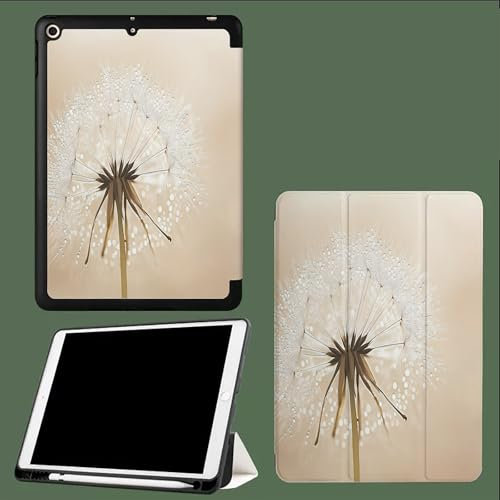 Funda para iPad Pro 12.9 Pulgadas (2022/2021/2020) con Portalápiz, Carcasa Folio Ligera y Delgada con Smart Cover para iPad Pro 12.9 Pulgadas Diente de león Blanco