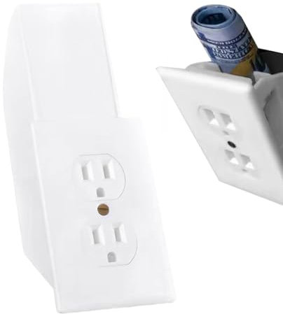 Coffre-fort pour prise murale - Coffre-fort sécurisé avec serrure à clé - Cachette murale - Cachette sécurisée - Polyvalent - Pour bijoux, espèces