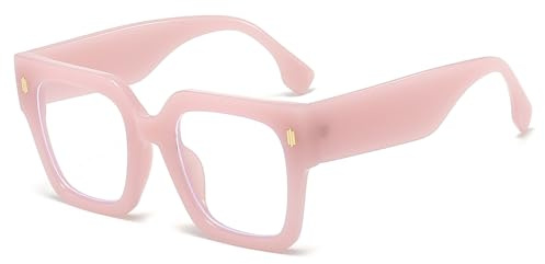 YAMEIZE Quadratische Übergroße Blaulicht Filter Brille - Damen Herren Retro Blaulicht Blocker Brille Durchsichtige Brille Gaming Brille