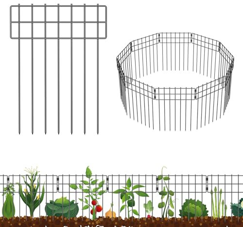 10 Stücke Tier barriere zaun, 42 cm hoch, dekorativer Gartenzaun ohne Erdverankerung, rostbeständige Metallgitterpanels als Gartenbegrenzung für Hunde & Kaninchen, 42 cm Höhe x 3 m Gesamtlänge