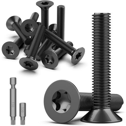 TXXATX 30 viti a testa svasata M6 in acciaio inox A2 V2A, a testa svasata Torx, M6 x 40 mm, colore nero, viti per mobili, in acciaio inox, viti a testa piatta con punta T30 Torx