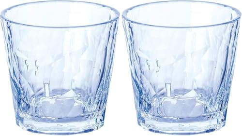 koziol Superglas Club No. 22, 2 Stück, 250 ml, Wein-Tumbler, Glas aus kristallklarem Kunststoff, luxuriös, unzerbrechlich, wiederverwendbar, Party, Camping, 2er Set (Transparent Aquamarin)