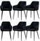 JYMTOM Esszimmerstühle 6er Set Küchenstühle Polsterstühle modernes Design Stühle mit Armlehne, Sitzfläche aus Samt, Gestell aus Metall, für Wohnzimmer, Schlafzimmer und Küche（6,Schwarz）