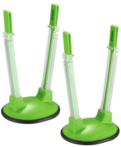 2 Pcs Baggy Racks, Adjustable Sandwich Bag Stand Holders, Food Storage Bags Clips Stands, Plastic Reusable Freezer Bag Holders Racks, Food Prep Holders Stands - Green