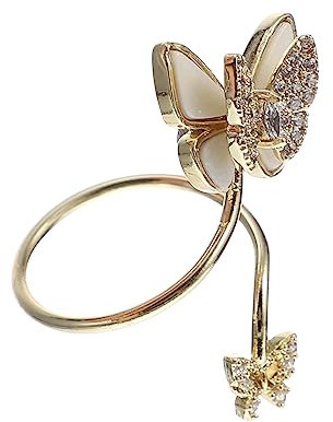 ELAYARD Fingernagelringe Für Eleganter Goldfarbener Schmetterlingsring Aus Zirkonia Und Nagelkunst Dekoration Perfektes Zubehör Für Stilvolle Nägel