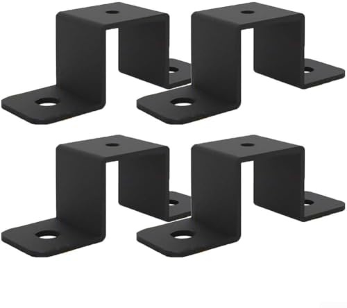HEIBTENY Quadratische Rohrschelle aus Karbonstahl, U-Form, Verbindungsstück für Geländer, Rohre, schwarz, für Innen- und Außenbereich, 2 Stück/4 Stück (4 Stück 5,1 cm)