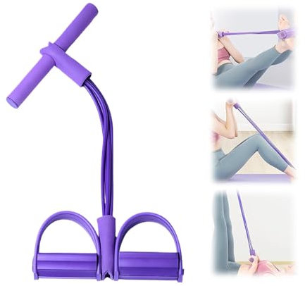 Bandes de Résistance Fitness | 4 Tubes avec Pédale de Traction pour Chevilles et Bandes d'Étirement - Corde avec Poignées Intégrées pour Abdominaux, Débutantes et Musculation des Bras & Jambes