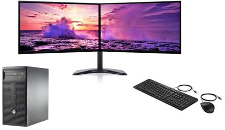 COMPUCLEAR Complete set Dual 22 inch Monitors & Thinkcentre Core i5-3470 3.2Ghz -16GB RAM - 256GB SSD - WiFi - Windows 11 64-Bit Desktop PC Computer (Renewed)