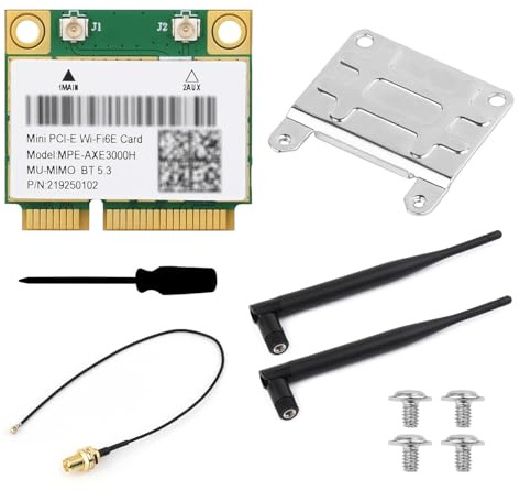 Waveshare Wireless MINIPCIE AX210 NIC, Compatible with Linux, Windows 10/11, Gigabit Tri-Band Wi-Fi 6E, 802.11AX Standard, Bluetooth 5.3