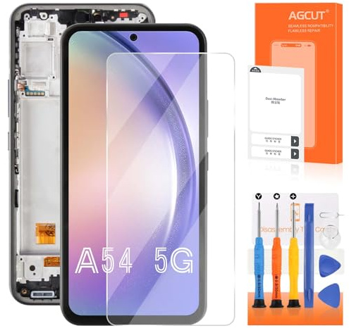 AGCUT OLED für Samsung A54 5G Bildschirm Ersatz für Samsung Galaxy A54 5G SM-A546B SM-A546E LCD Display Touch Screen Digitazer Assembly mit Reparatur Kit (Schwarz mit Rahmen)