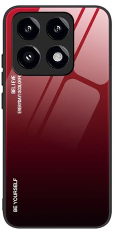 BORYA Hülle für Xiaomi 15T, Ultra Dünn Weiches Silikon TPU Bumper Stoßfest Handyhülle, Elegant Bunt Gradient 9H Gehärtetes Glas Schutzhülle, Gradient Rot