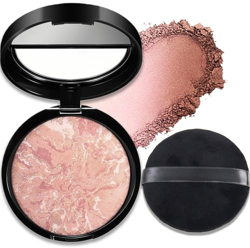 Mineral Magic Powder Foundation for Mature Skin, Baked Colour Correcting Powder with Sponge, Medium to Full Coverage Oil-Control Smooth Makeup - Suitable for Light Skin Tones (Fair)