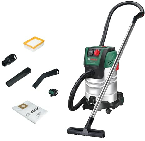 Bosch Nass- und Trockensauger PAS30-240PRS | Verlängerungsrohre,Schlauch,Griff/Winkelrohr,Boden/Fugendüsen,Vliesbeutel, Flachfaltenfilter, UniversalAdapter, Fernbedienung
