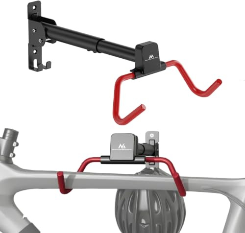 Maclean Fahrradhalter zur Wandmontage aus Stahl, verstellbar, belastbar bis 30 kg, ausklappbare Befestigungsarme, Kratzschutz