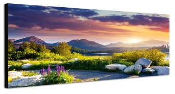 Augenblicke Wandbilder - Hohe Tatra Nationalpark 150x50cm Panorama Wandbild auf Leinwand - Querformat, Naturfarben (Natural colors), für Wohnzimmer, Schlafzimmer, Büro