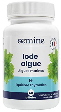 Oemine Iode Algue 150µg - Complément Alimentaire 60 Gélules (1 mois) - Algues Marines : Ascophyllum Nodosum, Lithothamne - Bien-Être Thyroïde et Cognitif - 100% des VNR