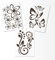 Hibiskus Schmetterling Blüten Ornament SET I - braun - 30x21cm - Wall Sticker Wandtattoo Wandaufkleber - Dekoration, Küche, Wohnzimmer, Schlafzimmer, Badezimmer