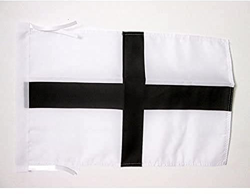 AZ FLAG - Drapeau Bretagne Kroaz Du - 45x30 cm - Pavillon Breton - Croix Bretonne 100% Polyester Avec Deux Cordelettes - 20g